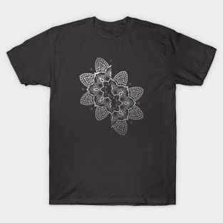 split flower mandala on cassis rose background T-Shirt